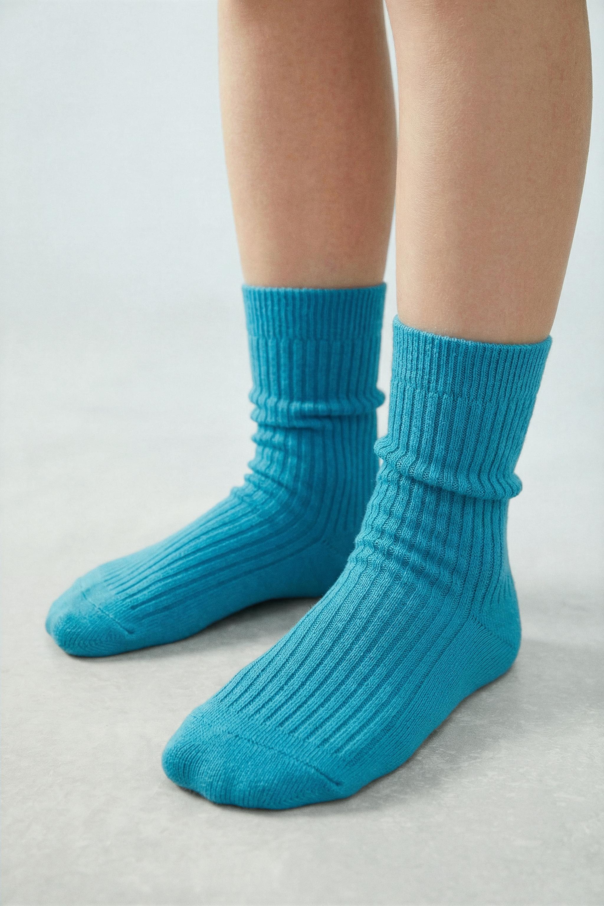 STORIESZ - THREE-PACK OF TALL RIBBED COTTON SOCKS